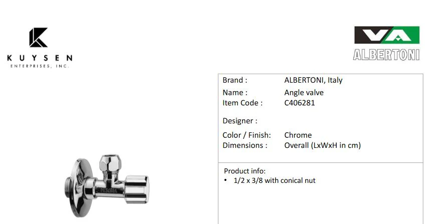 Albertoni Angle Valve 1/2M inlet x 3/8 with nut for Ø10mm tube C406281 - Image 3