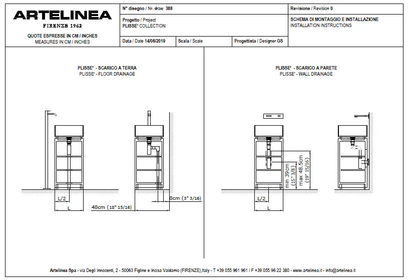 Artelinea PLISSE base unit RH bronze + BPL40 basin + ATOLLO mirror with LED diffusion AL590 - Image 6