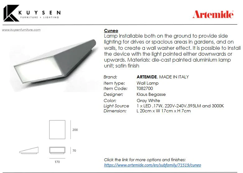 Artemide Cuneo Floor/Wall Lamp - Image 6
