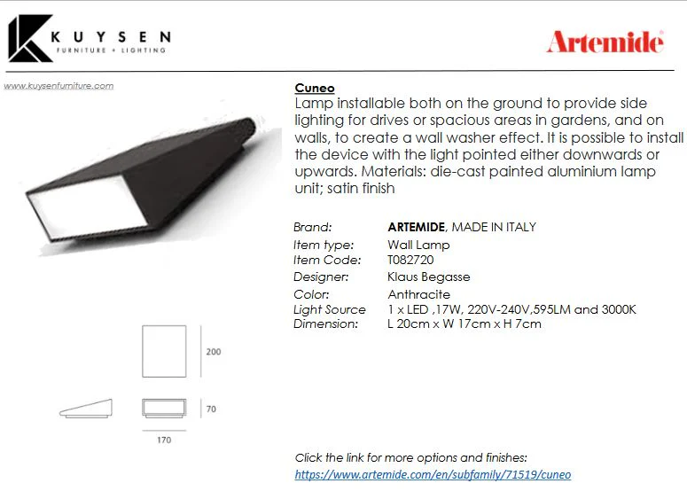 Artemide Cuneo Floor/Wall Lamp - Image 8