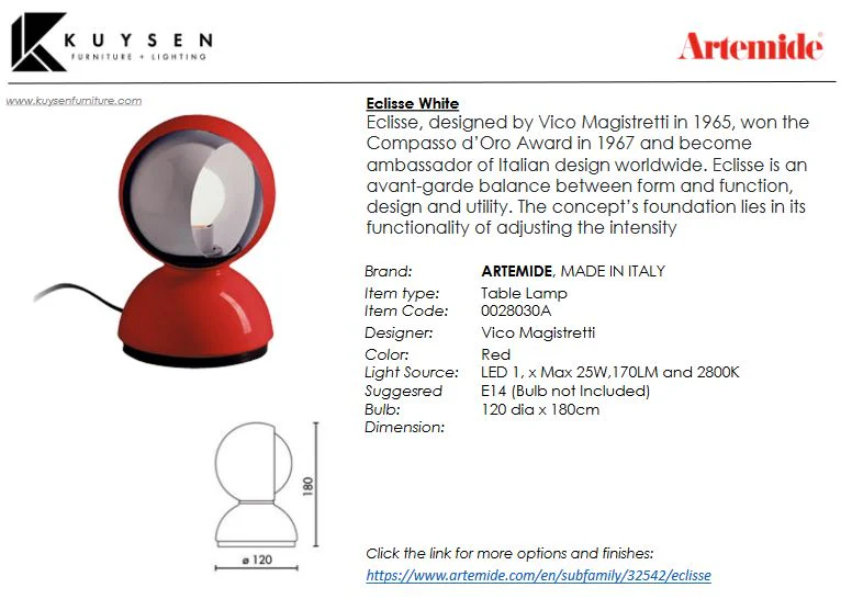 Artemide Eclisse Table Lamp - Image 4