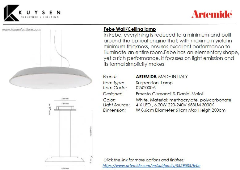 Artemide Febe Ceiling or Wall Light - Image 6
