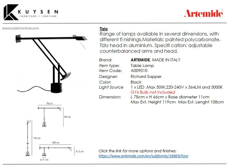 Artemide Tizio Table Lamp - Image 2