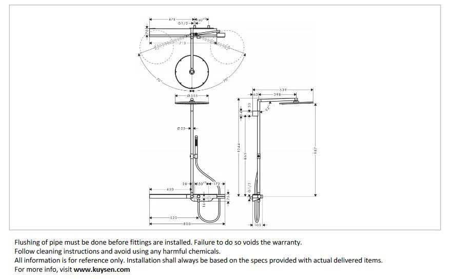 Axor Shower Solutions Showerpipe with Thermostat 800, Chrome 27984.000 - Image 2