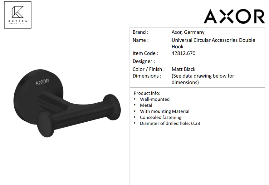 Axor Universal Circular double hook black 42812.670 - Image 2