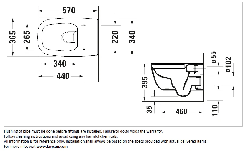 Duravit AURENA Wall mounted rimless toilet White high-gloss 259809.AA00 - Image 3