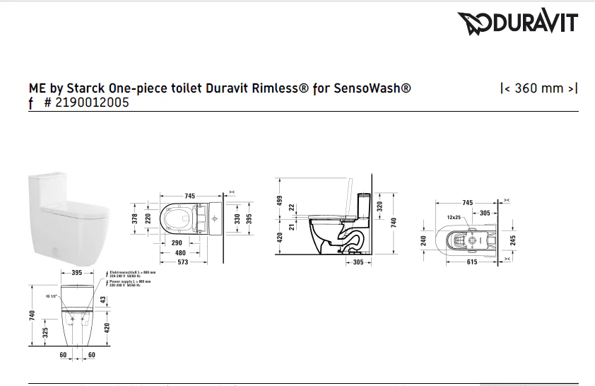 Duravit Sensowash Starck F Plus + ME by Starck 612000.01.2400323 + 219001.2005 - Image 3