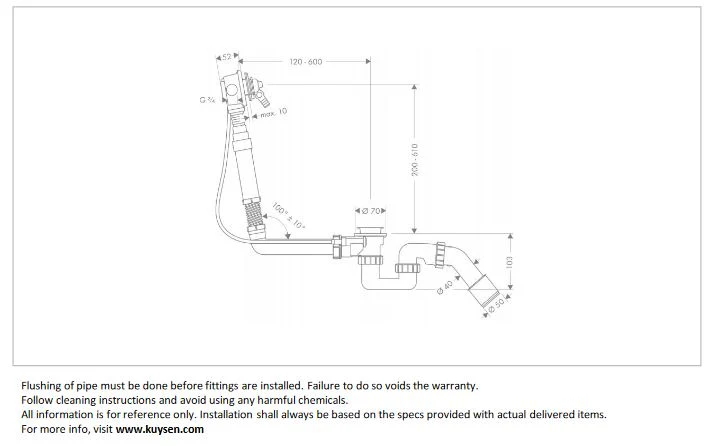 Hansgrohe Exafill bath waste & overflow with filler for special tubs 58126.180 - Image 3