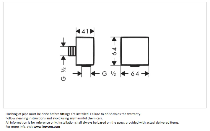 Hansgrohe Talis E Fixfit square wall outlet BBR 26455.140 - Image 4