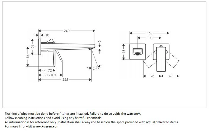 Hansgrohe Metopol 2hole wall basin mixer 32526.990 - Image 3