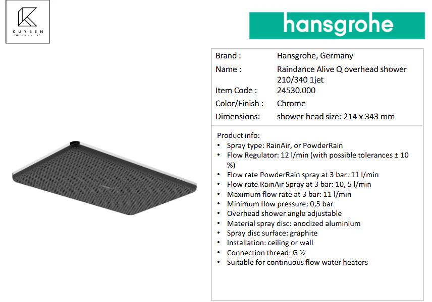 Hansgrohe Raindance Alive Q overhead shower 210mm with arm 24530.000 + 24337.000 - Image 2