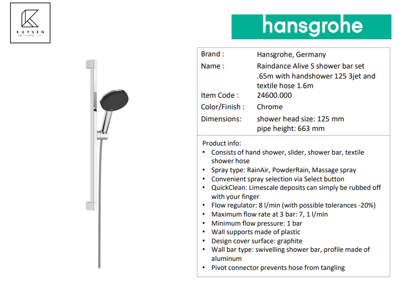 Hansgrohe Raindance Alive SelectS shower set 24600.000 - Image 2