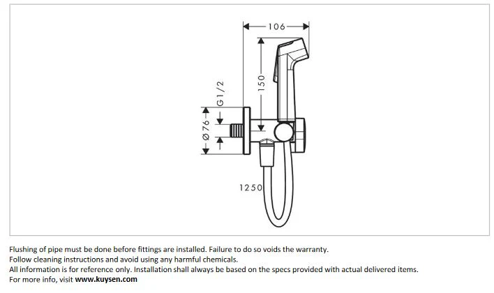 Hansgrohe Shattaf S bidet 1jet with holder, Chrome 29230.000 - Image 3