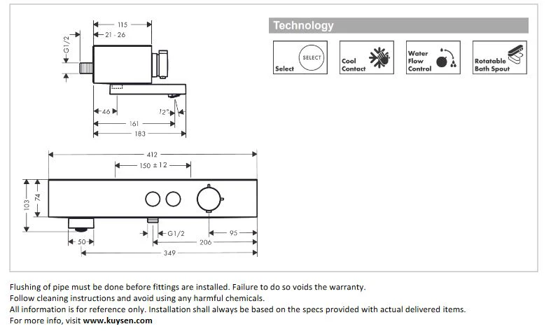 Hansgrohe ShowerTablet Select Bath thermostat 400 for exposed installation 24340.670 - Image 4