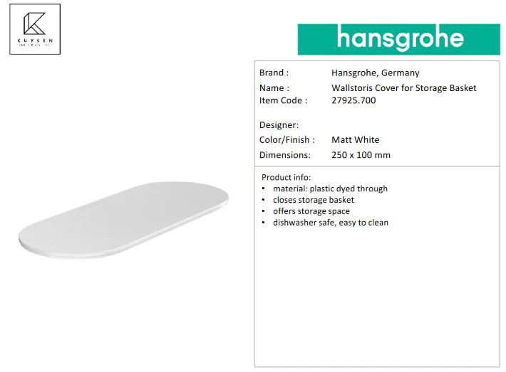 Hansgrohe Wallstoris storage cover matt white 27925.700 - Image 3