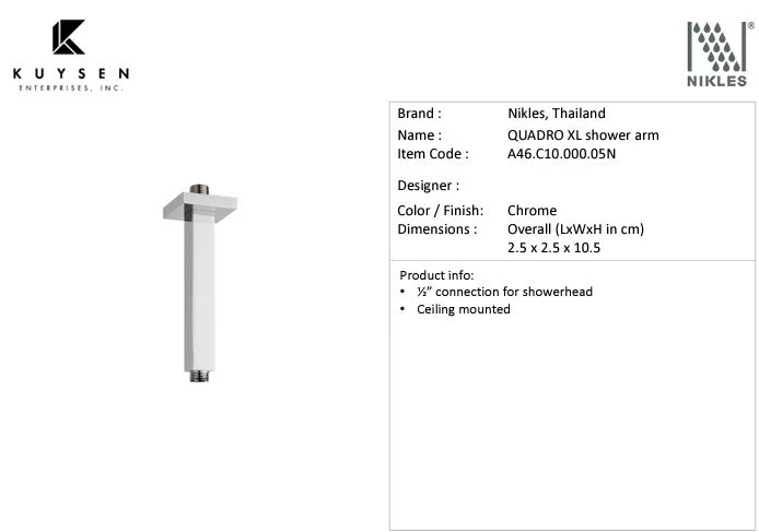 Nikles Ceiling Arm Quadro 100mm A46.C10.000.05N - Image 2