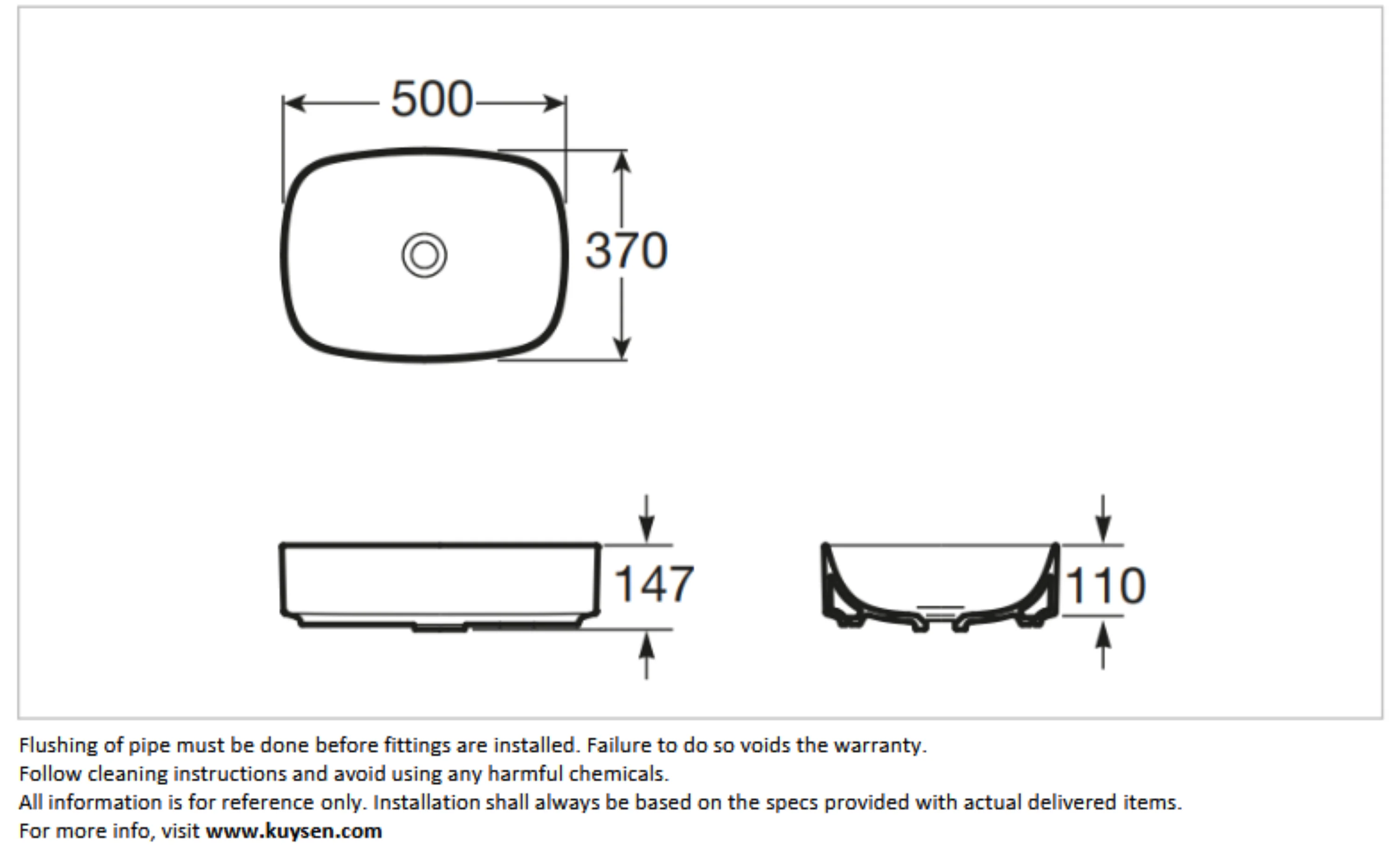 Roca Ona countertop basin w/o overflow A3275L000C - Image 3
