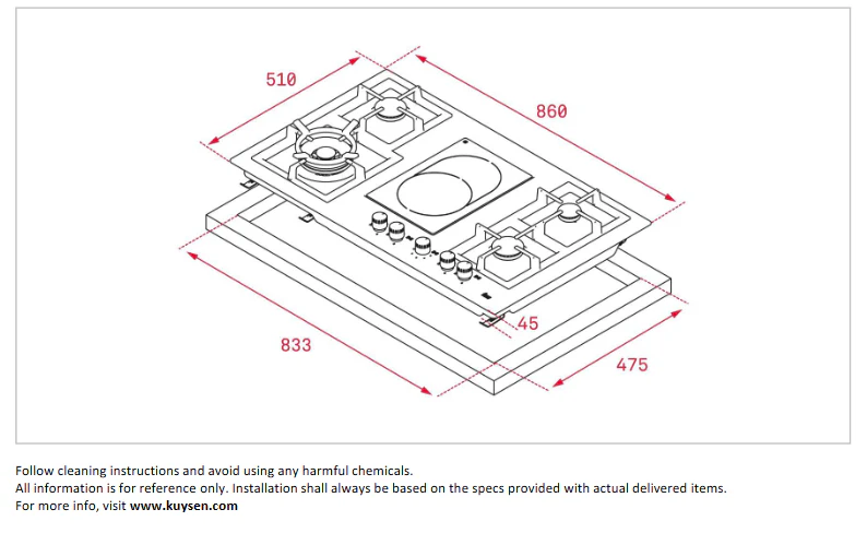 Teka EFX 90.1 4G 1H AI AL DR BTN (E1) gas + vitroceramic hob 1126.10050 - Image 2