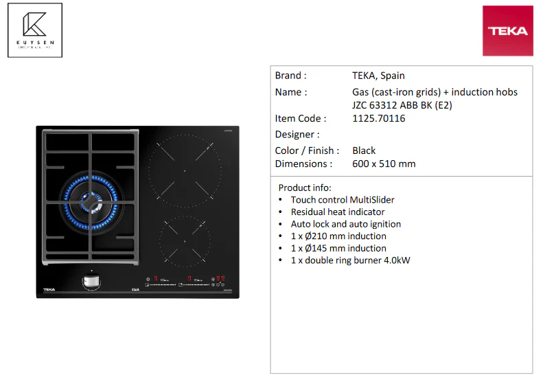 Teka JZC 63312 ABB BK (E2)  gas + induction 1125.70116 - Image 9
